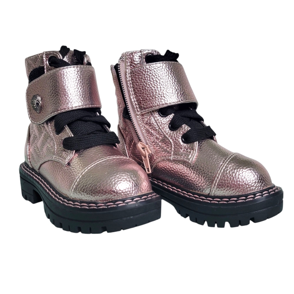 Kurt Geiger London Girl's Kensington Metallic Pink Leather Strap Ankle  Boots 5M